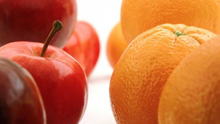 jablka a pomeranče pro japonskou dietu